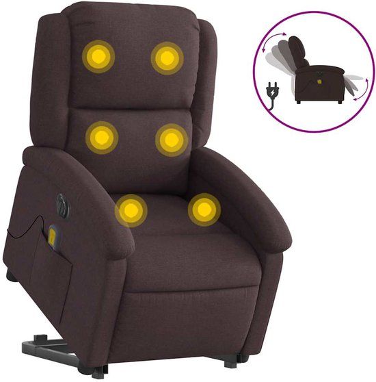 VidaXL Sta-op-massagestoel elektrisch verstelbaar stof donkerbruin