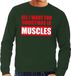 Bellatio Decorations Shoppartners Bv Foute kersttrui / sweater All I Want For Christmas Is Muscles groen voor heren - S