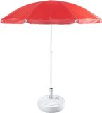 Merkloos Rood Rond Stokparasol Nylon 200 cm + Vulbare Parasolvoet Wit