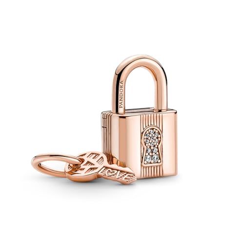 PANDORA ROSE Charm-Anhänger "Vorhängeschloss mit Schlüssel" Silber, 14k rosévergoldet, Zirkonia 780088C01