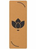 Tapis de yoga en liège 61x183 cm avec impression LOTUS ORBIT pour yoga, fitness et pilates