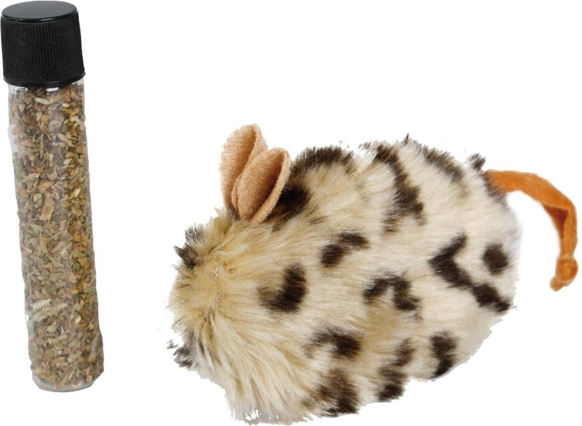 FLAMINGO Kattenspeelgoed Pluche Muis Met Catnip - Beige - 17 x 9 x 2 cm