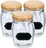 Zeller Weckpot/inmaakpot - 4x - 820 ml - glas - met beugelsluiting - incl. etiketten