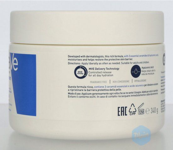 CeraVe Hydraterende Crème - voor Droge tot Zeer Droge Huid - 340g