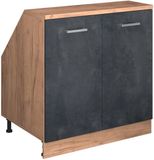 Vicco Rion Kast voor schuine wand – 80 x 81.6 cm met 2 deuren, kastromp 60 cm diepte Zwart beton