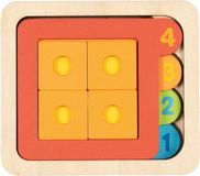 Goki Puzzel: GETALLEN en GEOMETRISCHE VORMEN 13,5x12x2,4cm, 15-delig, met 4 lagen, hout, 3+