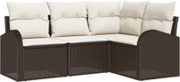 vidaXL Tuinbank Set 2 zitplekken Bruin en wit Polyrattan