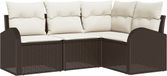 vidaXL Tuinbank Set 2 zitplekken Bruin en wit Polyrattan