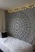 Unyqoos® Tapisserie, 100% coton – Mandala bohème avec éléphant, noir et blanc, tenture murale polyvalente / couverture de plage et de pique-nique, 150 x 127 cm