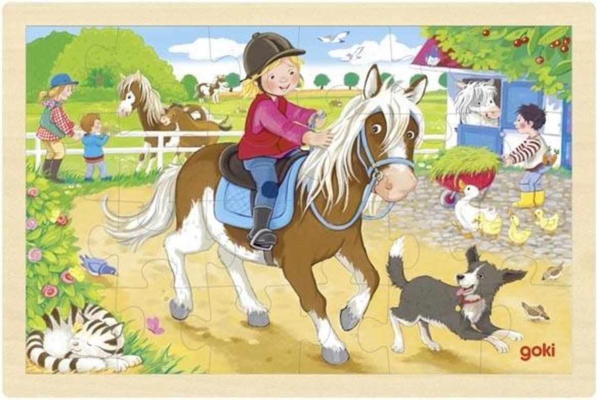Goki Pony boerderij inlegpuzzel - Hout - Multicolor