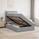 vidaXL Opbergbed met matras, lichtgrijs, 120 x 200 cm, stof