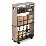 Merkloos / Sans marque Relaxdays Keukentrolley op wieltjes - 80 x 15 x 45 cm - smal - zwart-houtlook