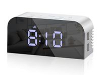 Vinabo Digitale wekker op batterijen, met 2 USB-oplaadpoorten, moderne radiowekker, tafelklok met 2 helderheidsniveaus, voor slaapkamer