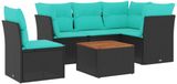 vidaXL - 6-delige Loungeset met kussens - Polyrattan - Zwart