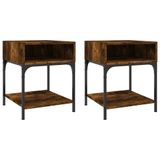 VidaXL Nachtkastjes 2 st 40x41x50 cm bewerkt hout gerookt eikenkleurig