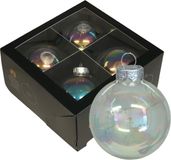 Othmar Decorations Kerstballen - 4x - transparant parelmoer - glas - 10 cm
