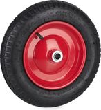 Merkloos Relaxdays kruiwagenwiel 3.00-8, binnenband, stalen velg, tot 100 kg, robuuste luchtband met ventiel, zwart/rood