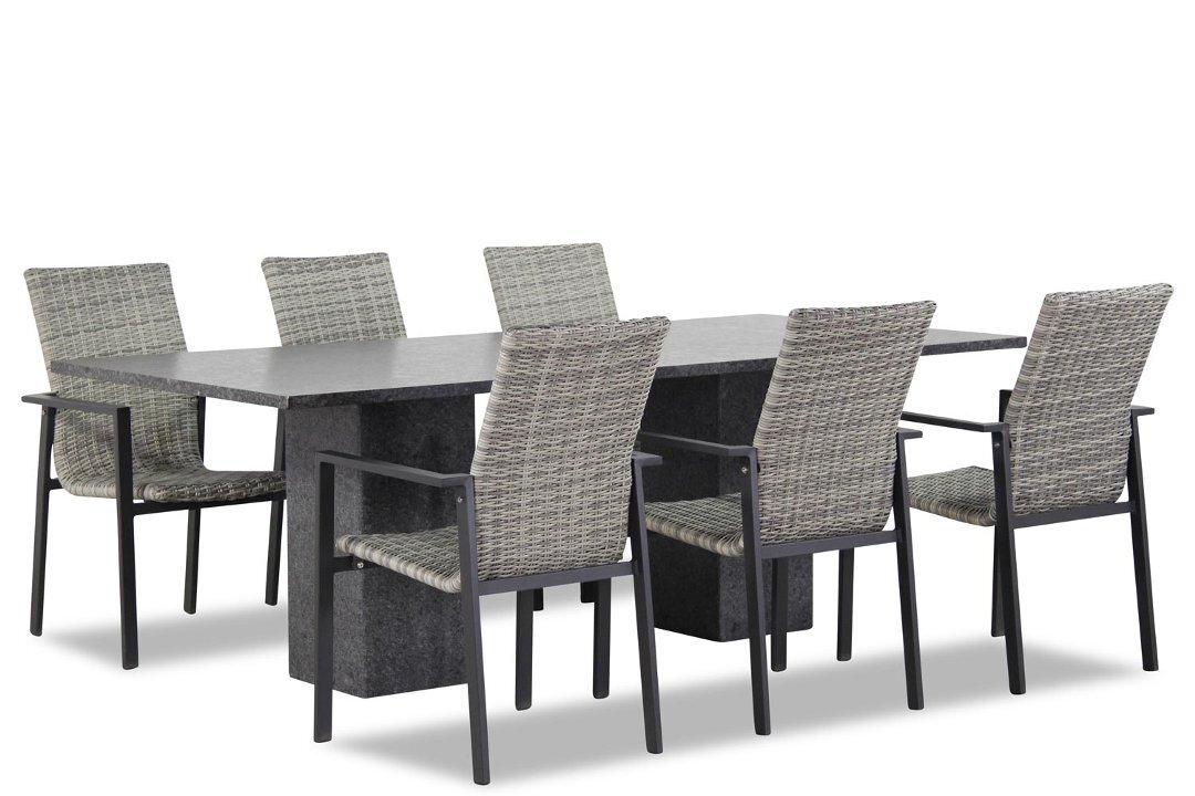 Lifestyle Garden Furniture Upton/Graniet 220 cm dining tuinset 7-delig stapelbaar