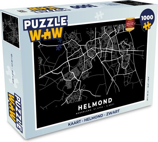 MuchoWow Puzzel Kaart - Helmond - Zwart - Legpuzzel - Puzzel 1000 stukjes volwassenen