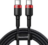 Baseus Geweven Nylon USB-C naar USB-C Snellaadkabel 2M Rood