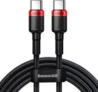 Baseus Geweven Nylon USB-C naar USB-C Snellaadkabel 2M Rood
