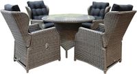 AVH-Collectie Ibiza Riccione dining tuinset 110 cm rond 5-delig grijs verstelbaar