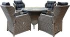 AVH-Collectie Ibiza Riccione dining tuinset 110 cm rond 5-delig grijs verstelbaar