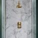 Hudson Reed Elizabeth Kit de douche thermostatique rétro – 1 fonction – Pommeau rond 15.5 cm & bras mural – Or satiné