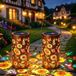 Set de 2 lampes solaires de jardin en forme de tournesol, résistant aux intempéries, IP65, adapté pour être suspendu