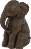 J-Line decoratie Olifant Zittend - polyresin - donkerbruin