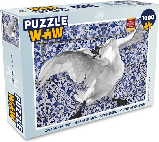 MuchoWow Puzzel Zwaan - Jan Asselijn - Delfts Blauw - Legpuzzel - Puzzel 1000 stukjes volwassenen