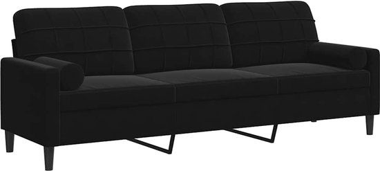 vidaXL 3-zitsbank met sierkussens 210 cm fluweel zwart