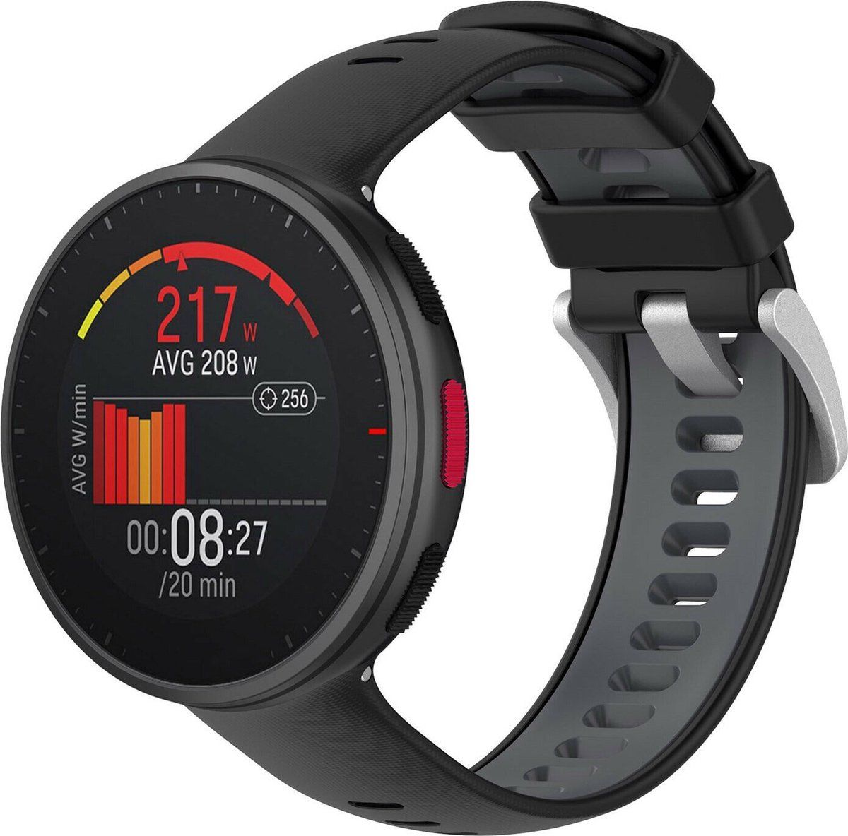 Strap-it Polar Vantage V2 sport bandje - zwart/grijs