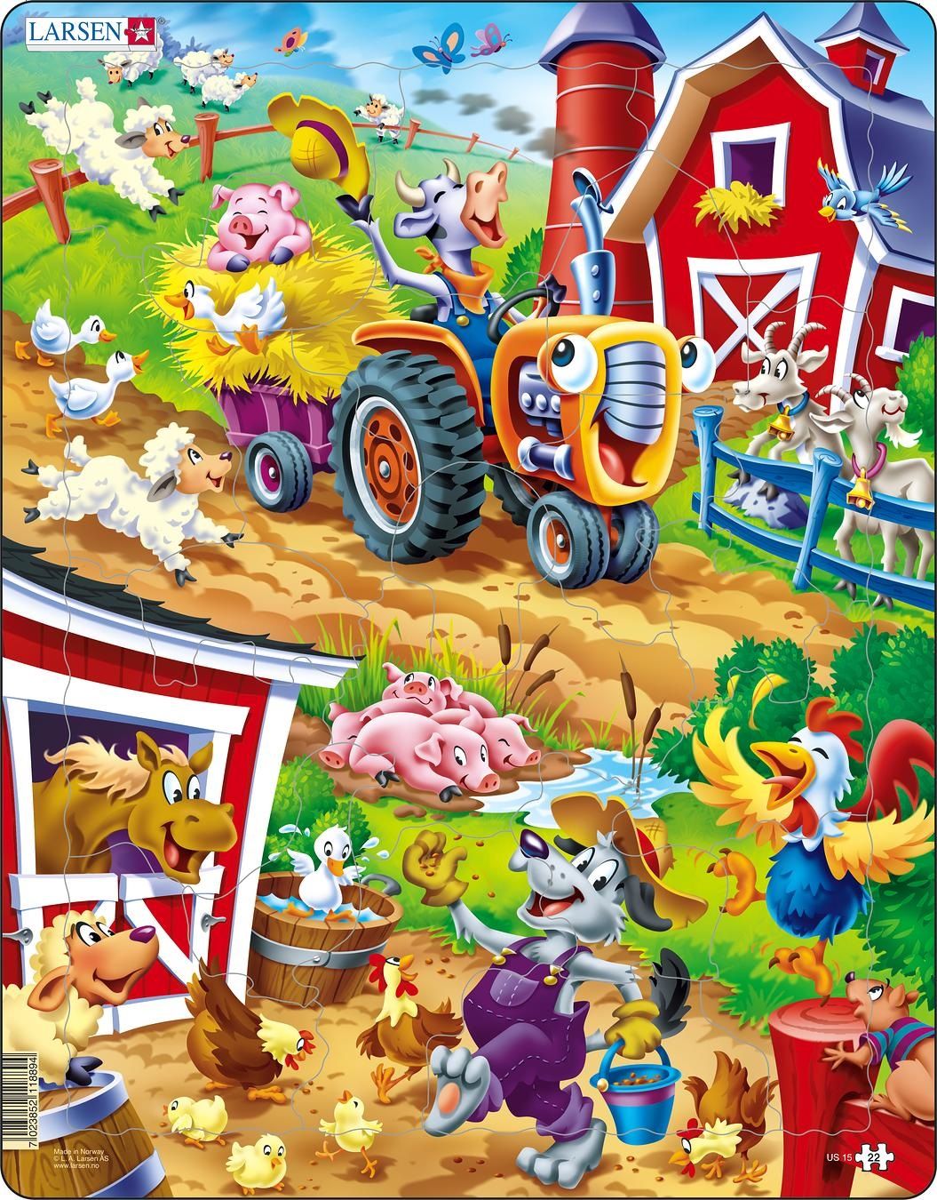 Larsen Maxi Dieren Op de boerderij 22 stukjes Puzzel - Meerkleurig - Vanaf 3 jaar