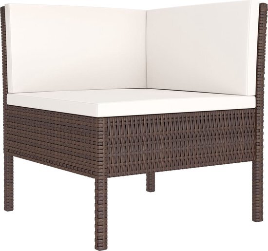 vidaXL 6-delige Loungeset met kussens poly rattan bruin