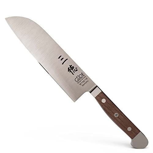 GÜDE Solingen - Santoku-mes gesmeed, 18 cm, walnotenhout, ALPHA WALNOOT, dubbele bolster, Handgemaakt Duitsland