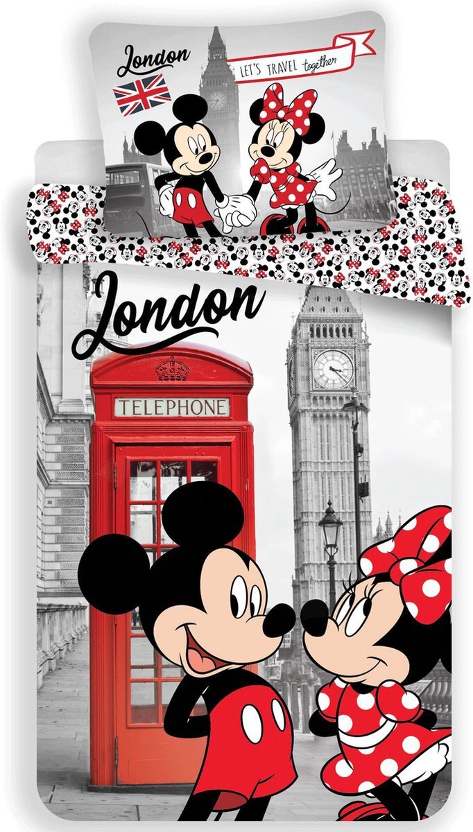 Disney Minnie Mouse Dekbedovertrek Londen - Eenpersoons - 140 x 200 cm - Multi