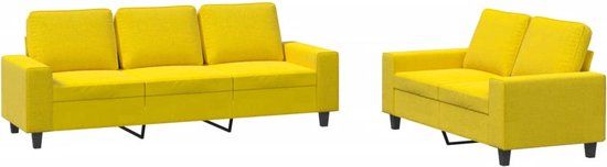 vidaXL 2-delige Loungeset stof lichtgeel