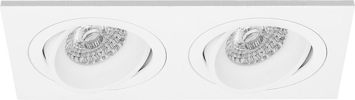 Qualu Spot Armatuur GU10 - Proma Borny Pro - Inbouw Rechthoek Dubbel - Mat Wit - Aluminium - Kantelbaar - 175x92mm