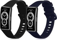 kwmobile 2x horlogebandjes geschikt voor Huawei Band 10 / 9 / 8 bandje - Smartwatch bandjes van TPU - Activity tracker horloge band in zwart / donkerblauw