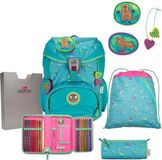 DerDieDas Schooltas ErgoFlex Exklusiv Superflash Schulranzenset 5-delig Paradise Turquoise