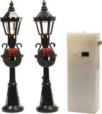 Merkloos / Sans marque Lumineo Kerstdorp Lantaarns - Lantaarnpalen - 2x St - 12 cm