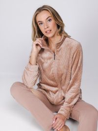 Pastunette Premium - Huispak - Couture - Fleece/Katoen - Beige - Rits - Maat 40