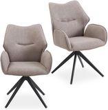 IDIMEX Eetkamerstoelen TIMNA, set van 2, 360° draaibaar – taupe