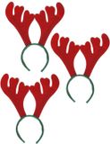 Bellatio Decorations 3x Rendier diadeem rood met groen
