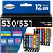 Canon Cartouches d'encre multipack XXL - Compatibles avec Canon PGI-530 CLI-531 - Lot de 12 pièces