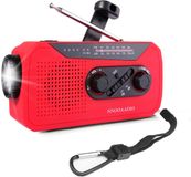 Radio d'urgence - Solaire à manivelle - 2000mAh - Kit d'urgence - Radio de survie portable - Batterie externe solaire - Lampe de poche rechargeable - Rouge