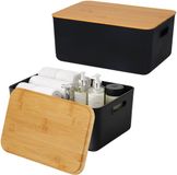 Merkloos Relaxdays Opbergbox Kunststof - Set van 2 - Zwart