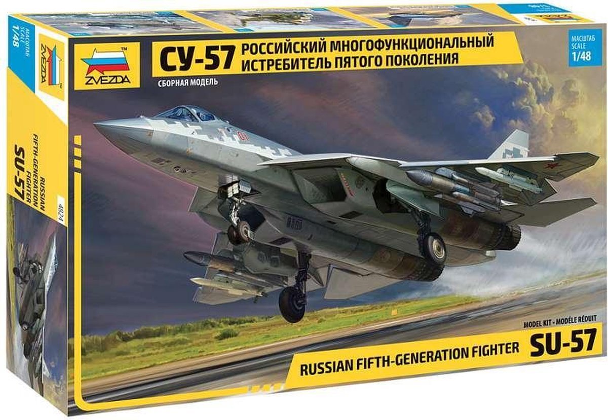 Zvezda 530004824 1:48 Sukhoi SU-57 - modelbouwpakket, plastic bouwpakket, bouwpakket voor montage, gedetailleerde replica meerkleurig