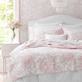 Laura Ashley Beddengoedset, quilt, omkeerbaar, katoen, met bijpassende kussenslopen, lichtgewicht, voor alle seizoenen, queensize, roze (Bedford Pink)